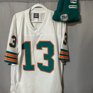 Dan Marino Miami Dolphins #13 Vintage NFL Jersey + Beanie Bundle